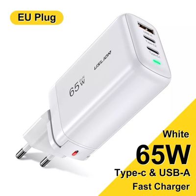65W USB tipo C GAN caricabatterie a parete EU Plug per la ricarica rapida di computer portatili e telefoni portatili