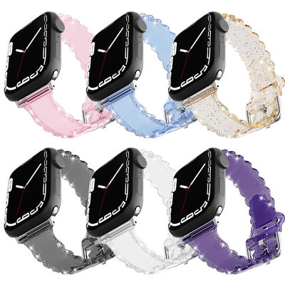 Popolare stile di lusso per Apple Watch 45mm Clear Glitter Lace Diamond Replacement Band