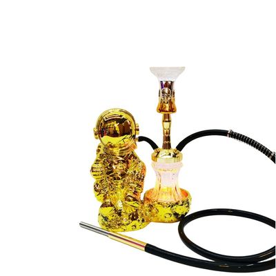Resina 38CM Hookah Design Oro Bianco Aluminio 1 Hose Shisha con luce a LED