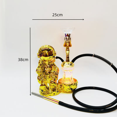 Resina 38CM Hookah Design Oro Bianco Aluminio 1 Hose Shisha con luce a LED