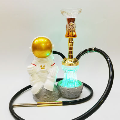 Resina 38CM Hookah Design Oro Bianco Aluminio 1 Hose Shisha con luce a LED