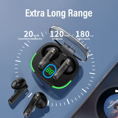 Auricolari TWS impermeabili in stile On-Ear con bassa latenza e schermo LCD trasparente