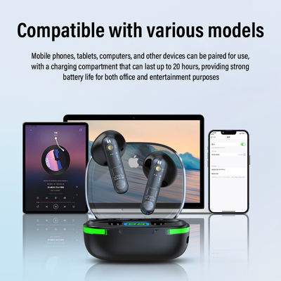 Auricolari TWS impermeabili in stile On-Ear con bassa latenza e schermo LCD trasparente