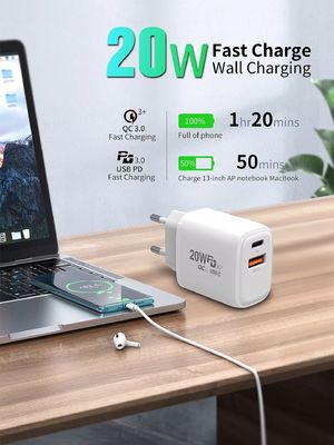 Adapter di ricarica rapida 20W PD per smartwatch e telefoni multipli presa di corrente A C casa