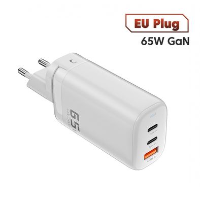 65W GaN 3 porte USB Type-c Travel Adapter per la ricarica ad alta velocità di più dispositivi