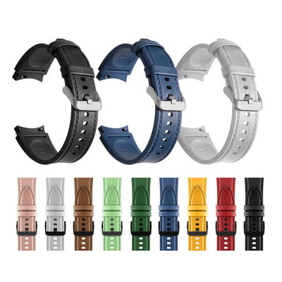 20mm Rubber Leather Watch Band Compatibile con Samsung Watch Series Retro Replacement