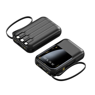 Socket Standard 10000mAh Mini Power Bank LED Display Power Charger con 4 cavi