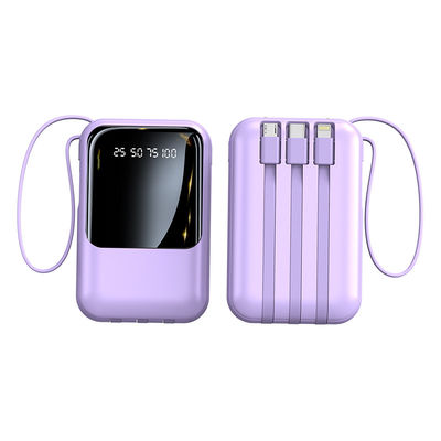 Socket Standard 10000mAh Mini Power Bank LED Display Power Charger con 4 cavi