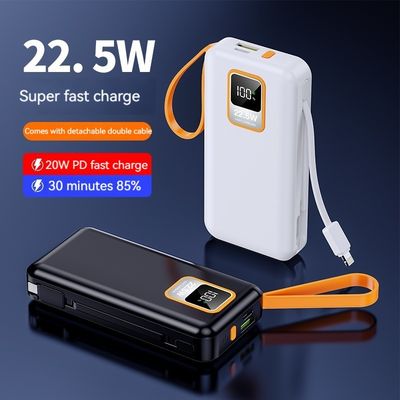 Outdoor 10000mAh TC Port Mini 22.5W Fast Charging Power Bank con cavo e capacità reale