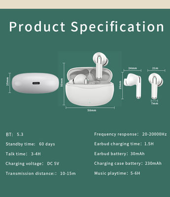 Headset per giochi wireless TWS con 4 mic Low Latency ANC ENC Digital Display Private Mold