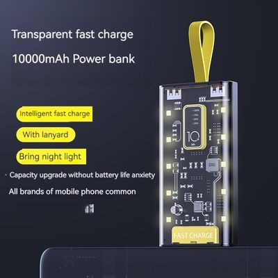 Interfaccia di ingresso TYPE-C Power Bank trasparente 10000mAh alimentazione mobile per iPhone 15 14