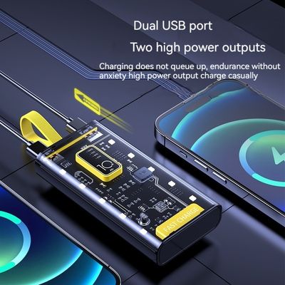 Interfaccia di ingresso TYPE-C Power Bank trasparente 10000mAh alimentazione mobile per iPhone 15 14