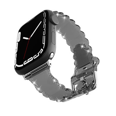 Popolare stile di lusso per Apple Watch 45mm Clear Glitter Lace Diamond Replacement Band