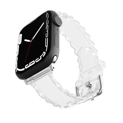 Popolare stile di lusso per Apple Watch 45mm Clear Glitter Lace Diamond Replacement Band