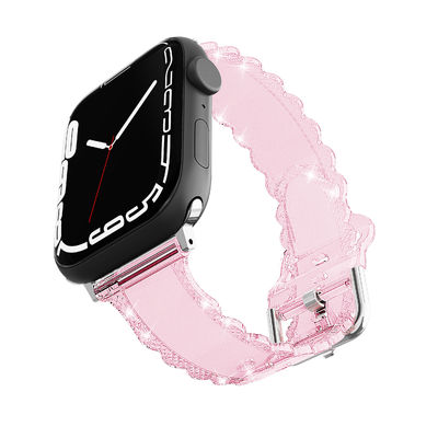Popolare stile di lusso per Apple Watch 45mm Clear Glitter Lace Diamond Replacement Band