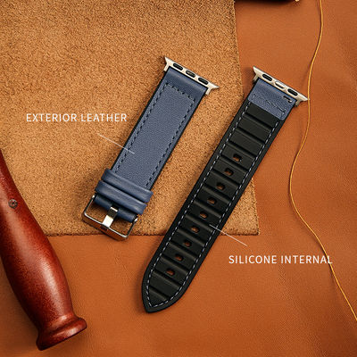 22mm cinturino per iWatch Serie 6 5 4 3 2 1 SE di pelle di silicone lussuoso e durevole