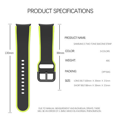 Samsung Galaxy Watch 5 40mm 44mm Strappo di silicone con doppia faccia Design Band Larghezza 20mm